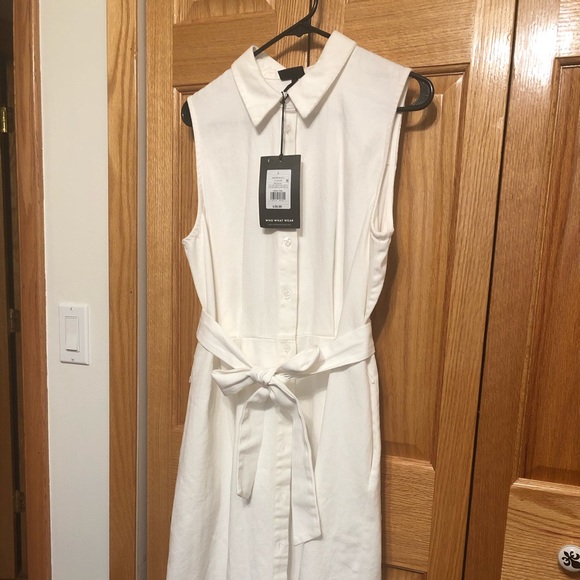 Who What Wear Dresses & Skirts - White sleeveless denim dress. WITH POCKETS!!